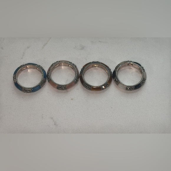 Stackable Multicolor Gemstone Sterling Silver Rings - Picture 3 of 16